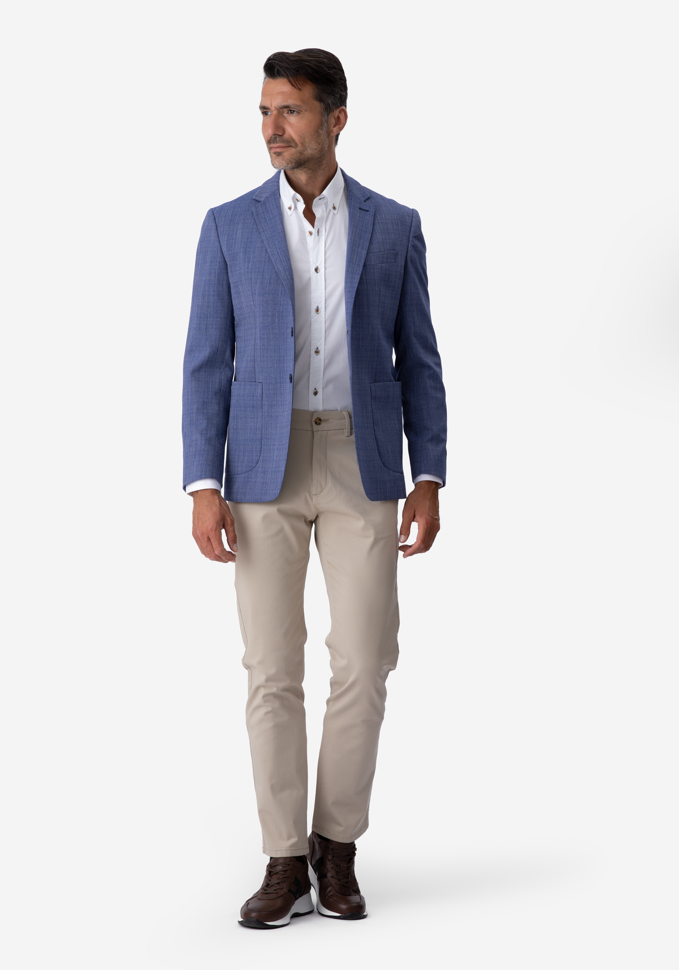 Contemporary Fit Pastel Blue Havana Blazer