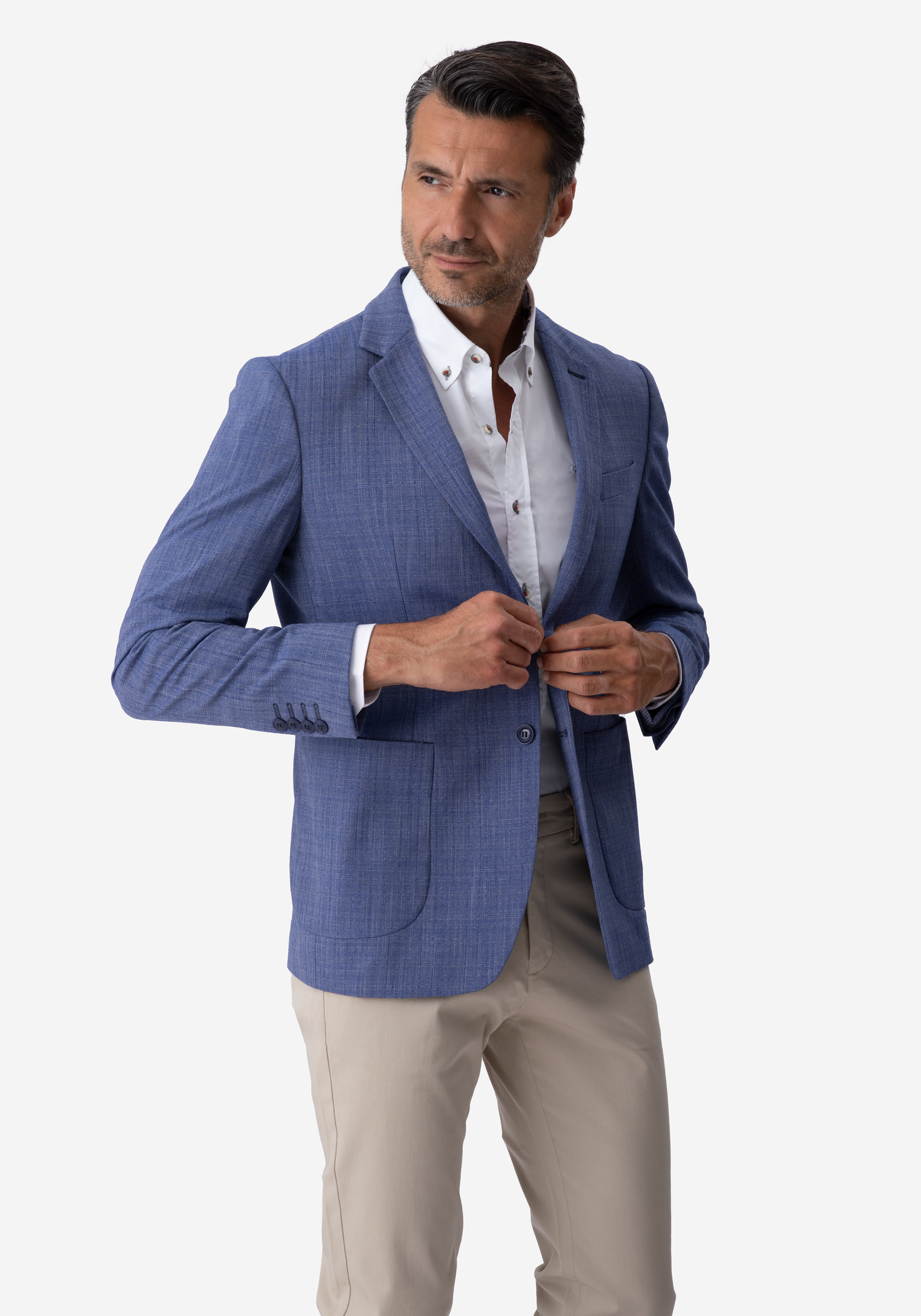 Contemporary Fit Pastel Blue Havana Blazer – British House