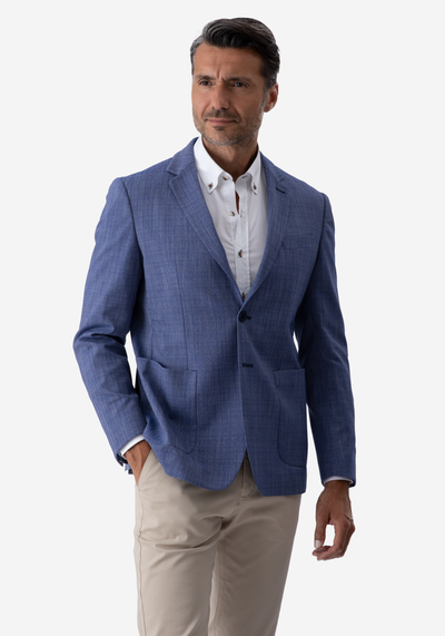 Contemporary Fit Pastel Blue Havana Blazer