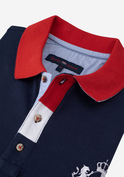 Navy Red Cotton Polo Shirt