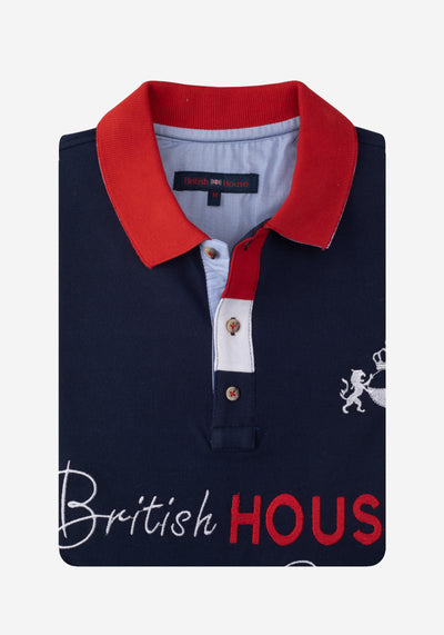 Navy Red Cotton Polo Shirt