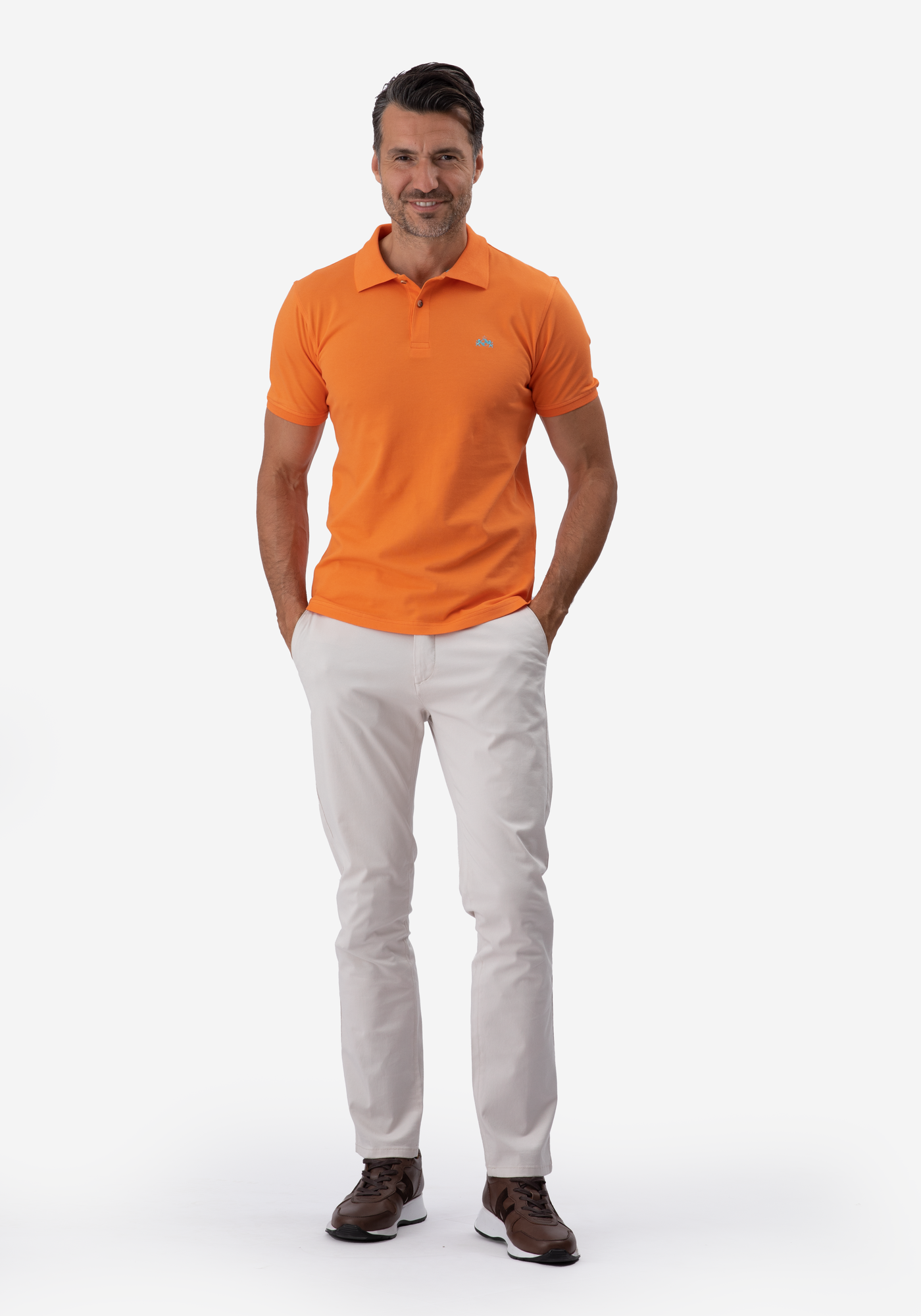 Vivid Orange Cotton Lycra Polo Shirt