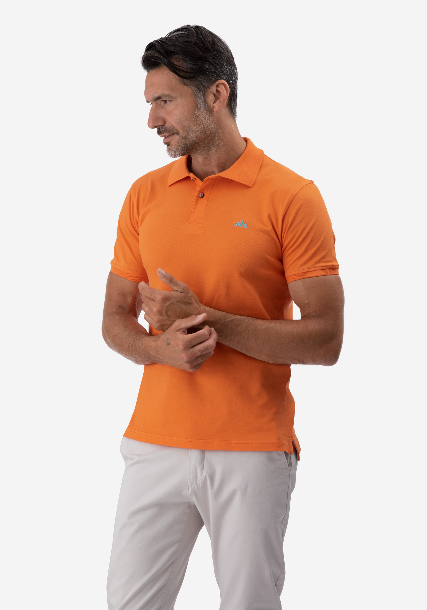 Vivid Orange Cotton Lycra Polo Shirt