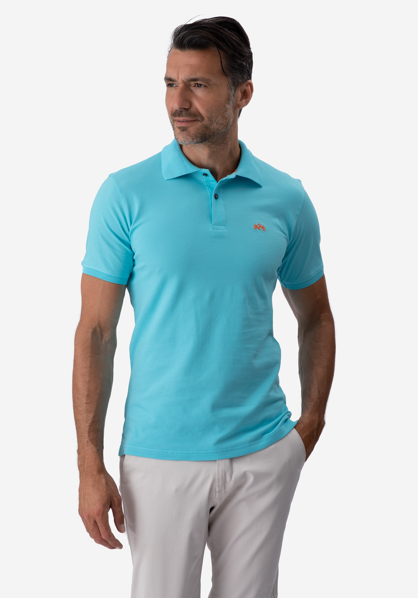 Turquoise Cotton Lycra Polo Shirt