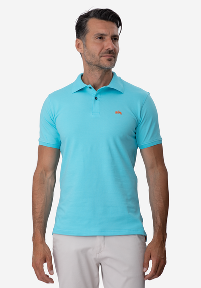 Turquoise Cotton Lycra Polo Shirt