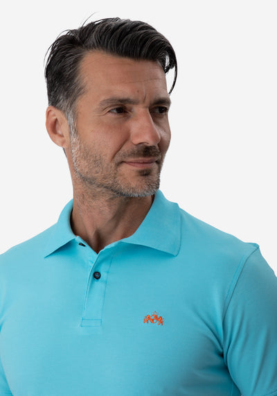 Turquoise Cotton Lycra Polo Shirt