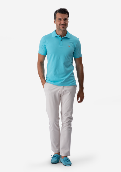 Turquoise Cotton Lycra Polo Shirt