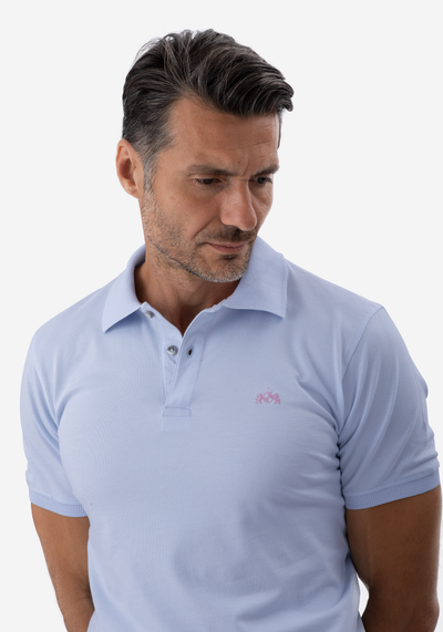 Light Blue Cotton Lycra Polo Shirt