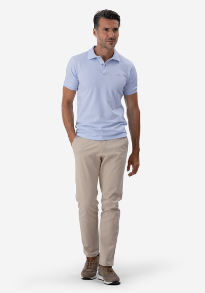 Light Blue Cotton Lycra Polo Shirt