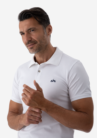 White Cotton Lycra Polo Shirt