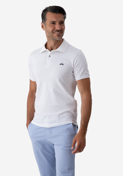 White Cotton Lycra Polo Shirt