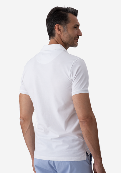 White Cotton Lycra Polo Shirt