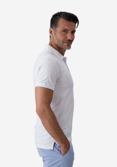 White Cotton Lycra Polo Shirt