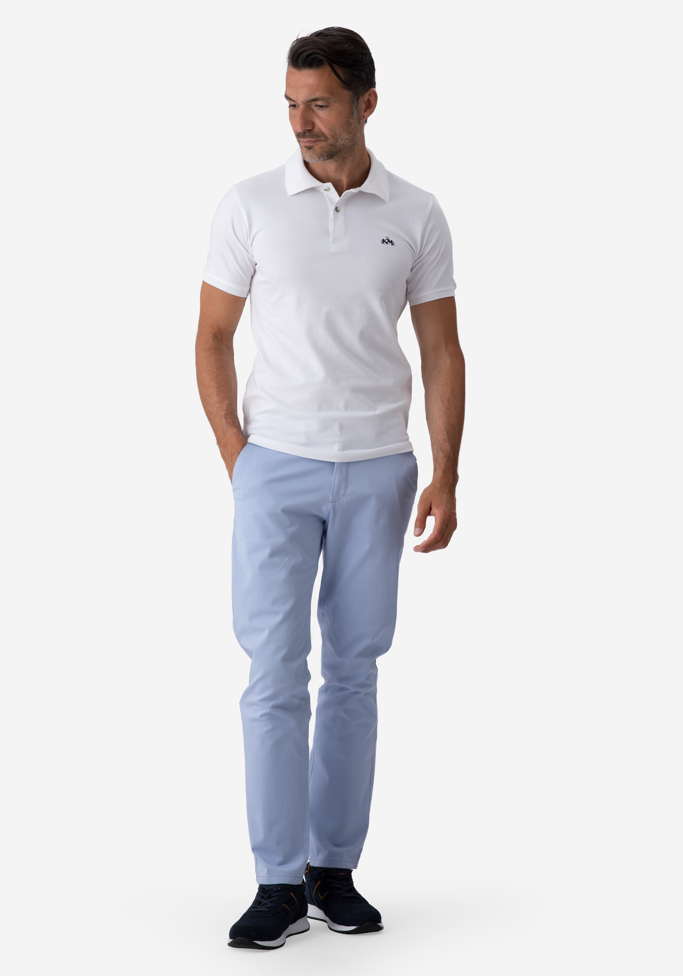 White Cotton Lycra Polo Shirt