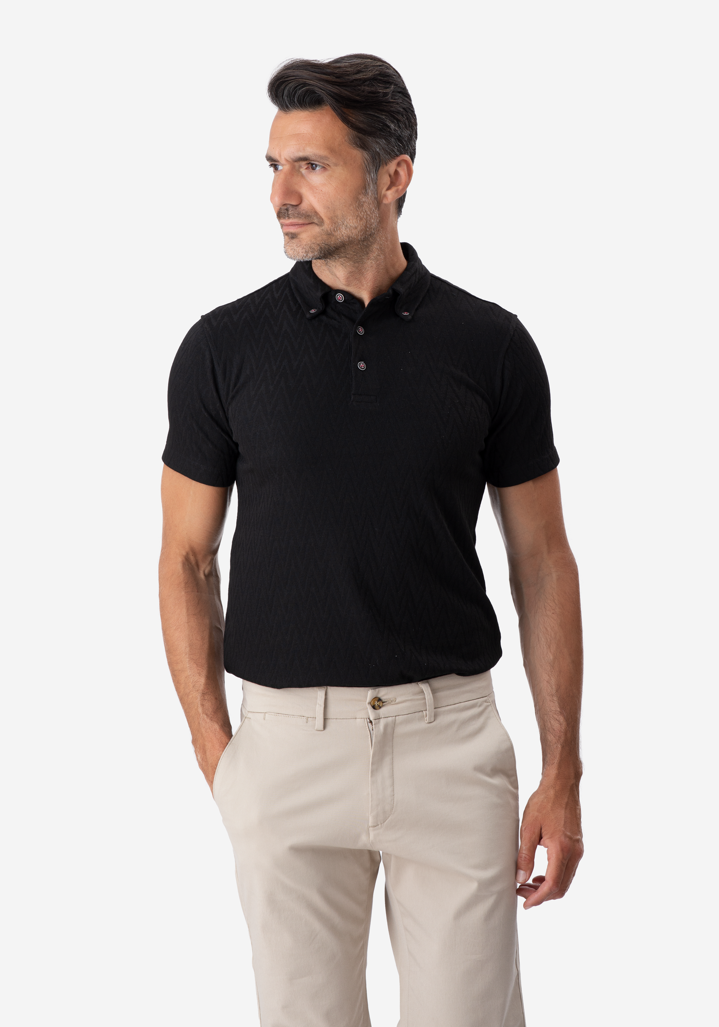 Pitch Black Jacquard Polo Shirt