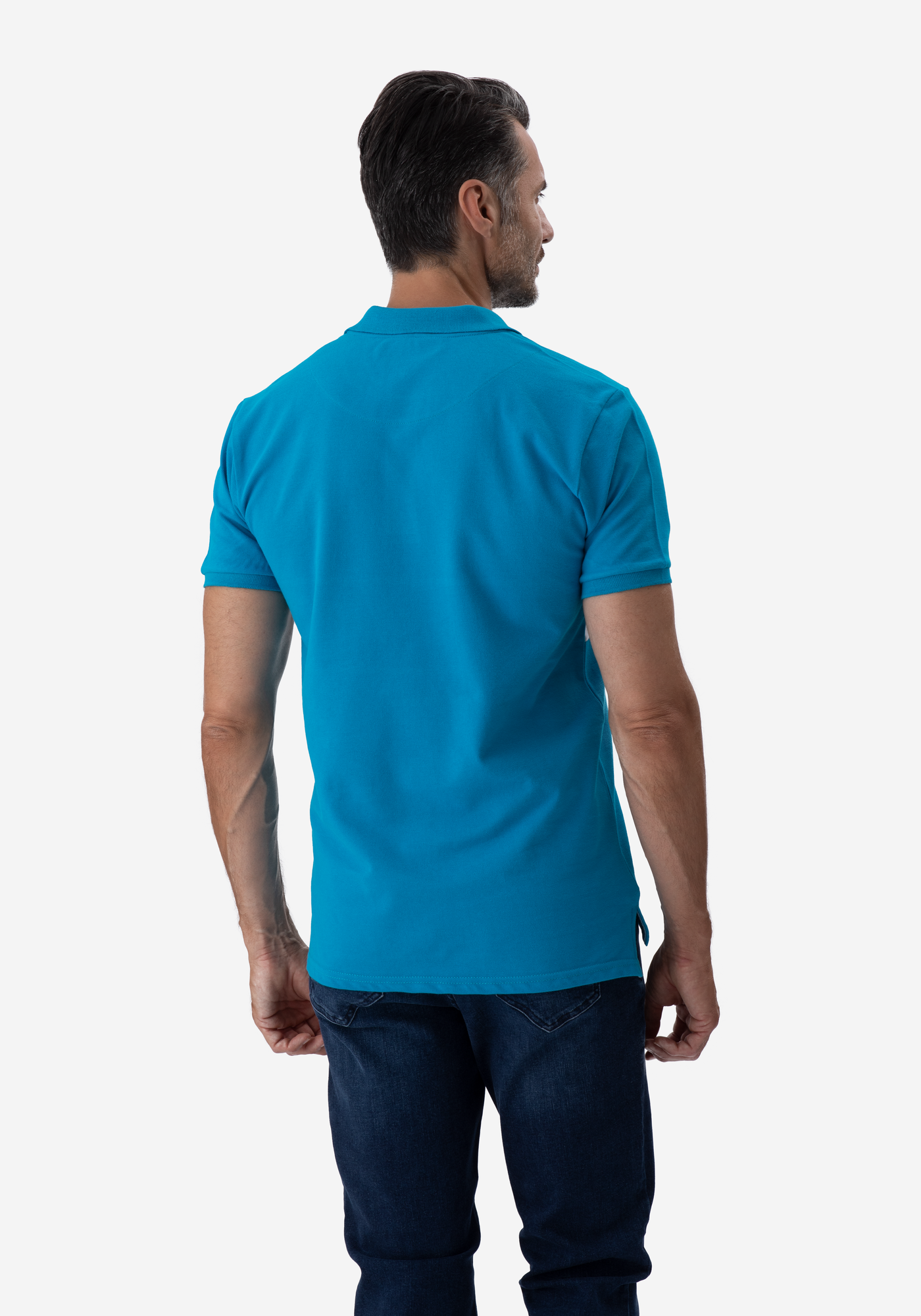 Turquoise White Cotton Polo Shirt