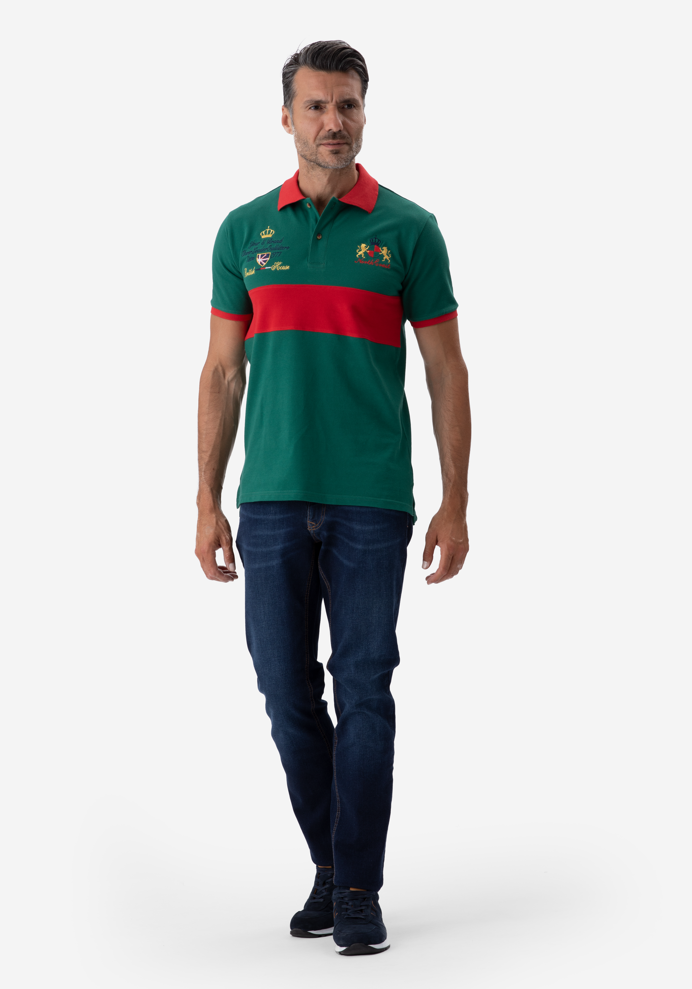 Green Red Cotton Polo Shirt