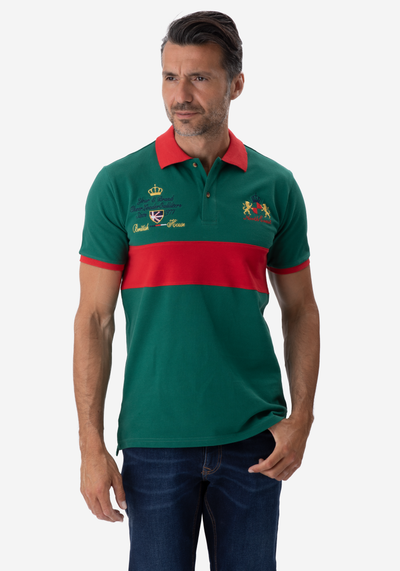 Green Red Cotton Polo Shirt