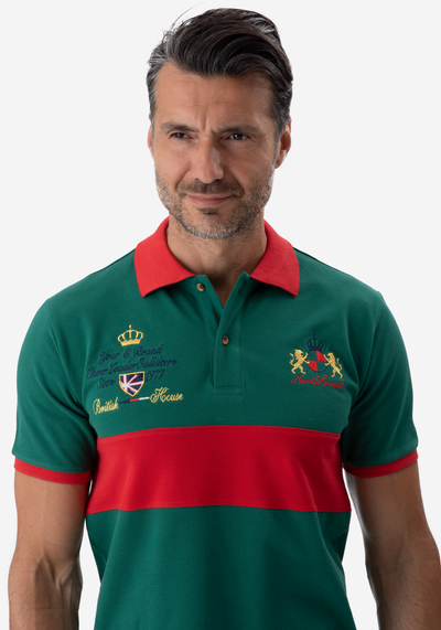 Green Red Cotton Polo Shirt