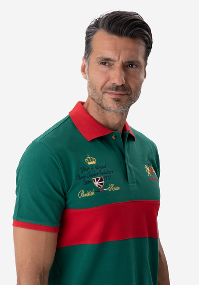 Green Red Cotton Polo Shirt