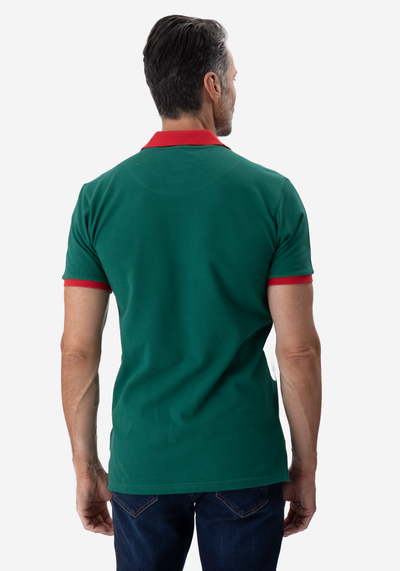 Green Red Cotton Polo Shirt