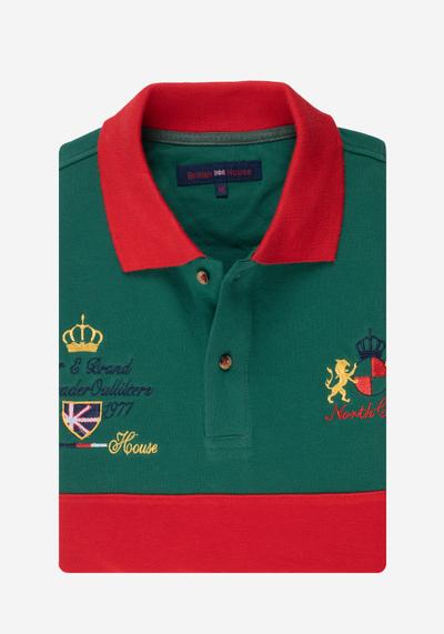 Green Red Cotton Polo Shirt