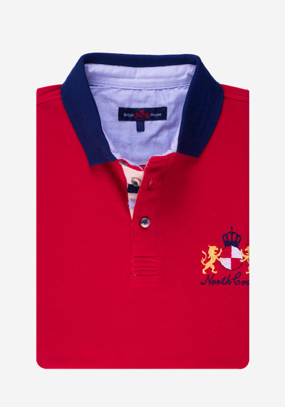 Vivid Red Cotton Polo Shirt