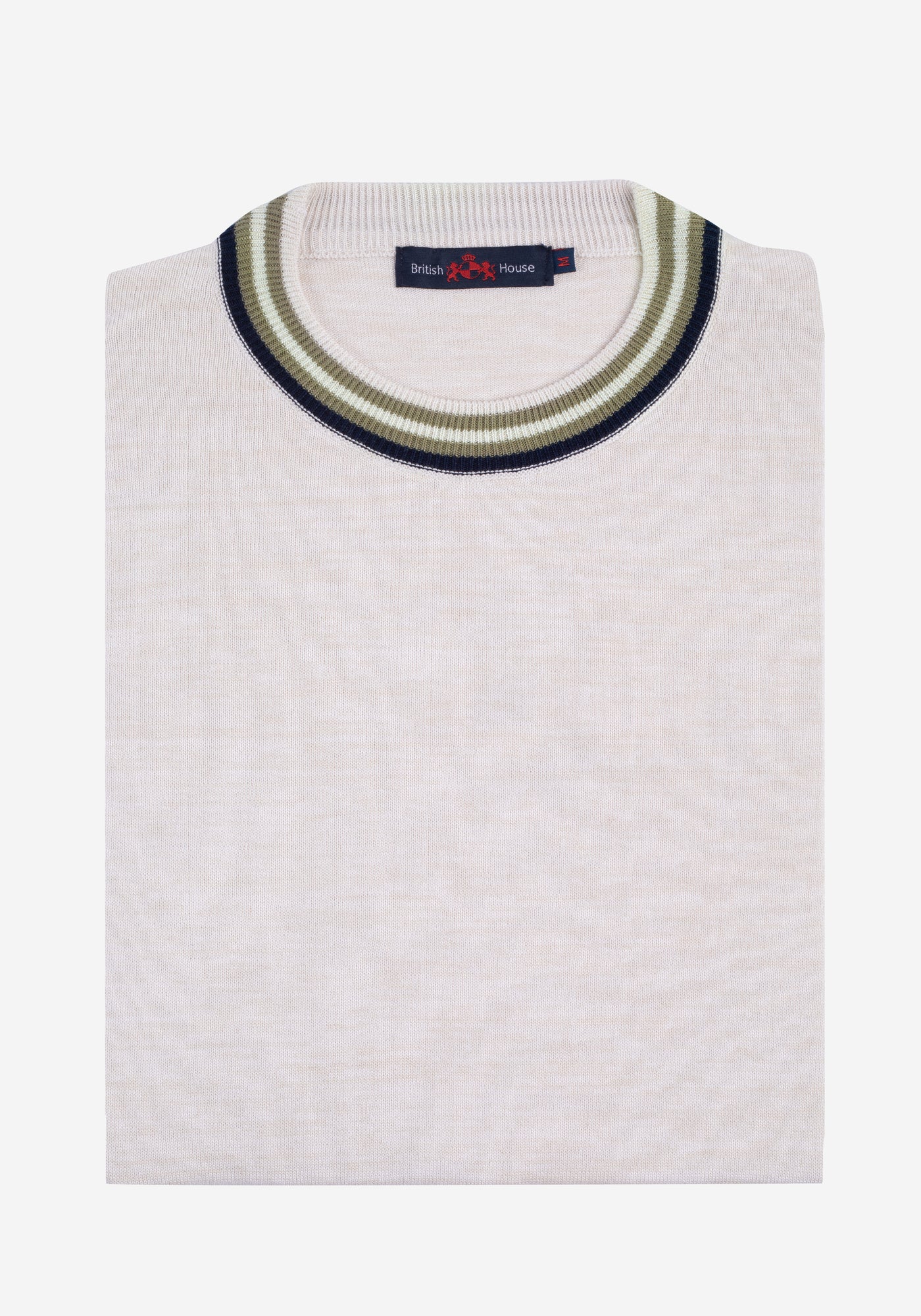 Light Beige Melange Knitted Crewneck Shirt