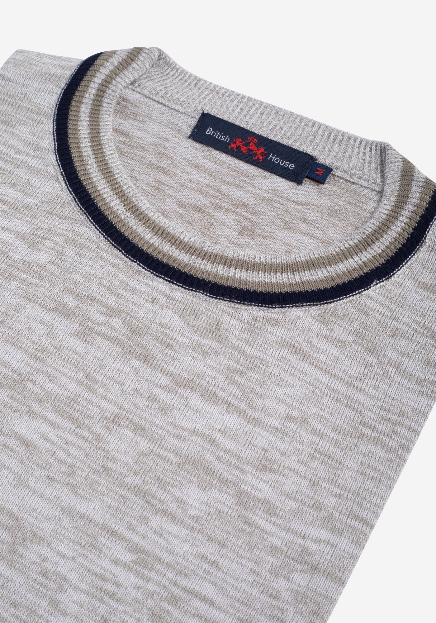 Sand Beige Melange Knitted Crewneck Shirt