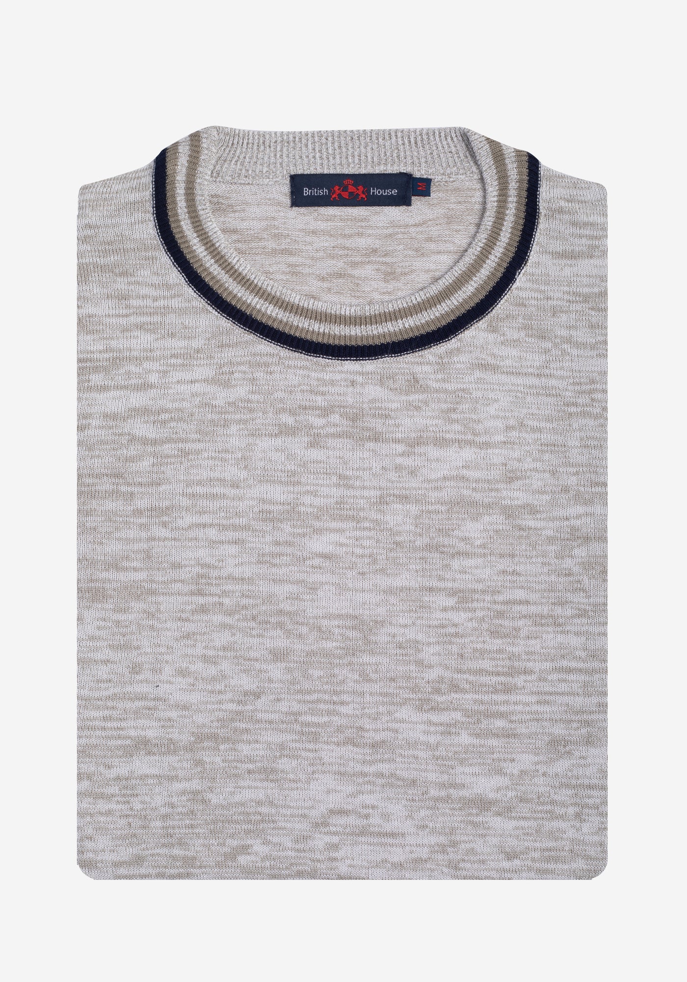 Sand Beige Melange Knitted Crewneck Shirt