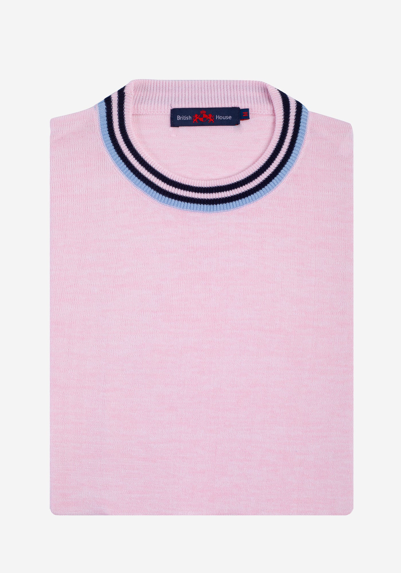 Pale Pink Melange Knitted Crewneck Shirt