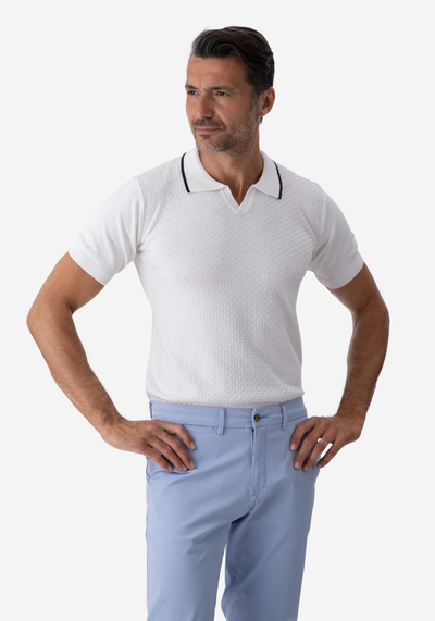 Royal White Knitted Polo Shirt