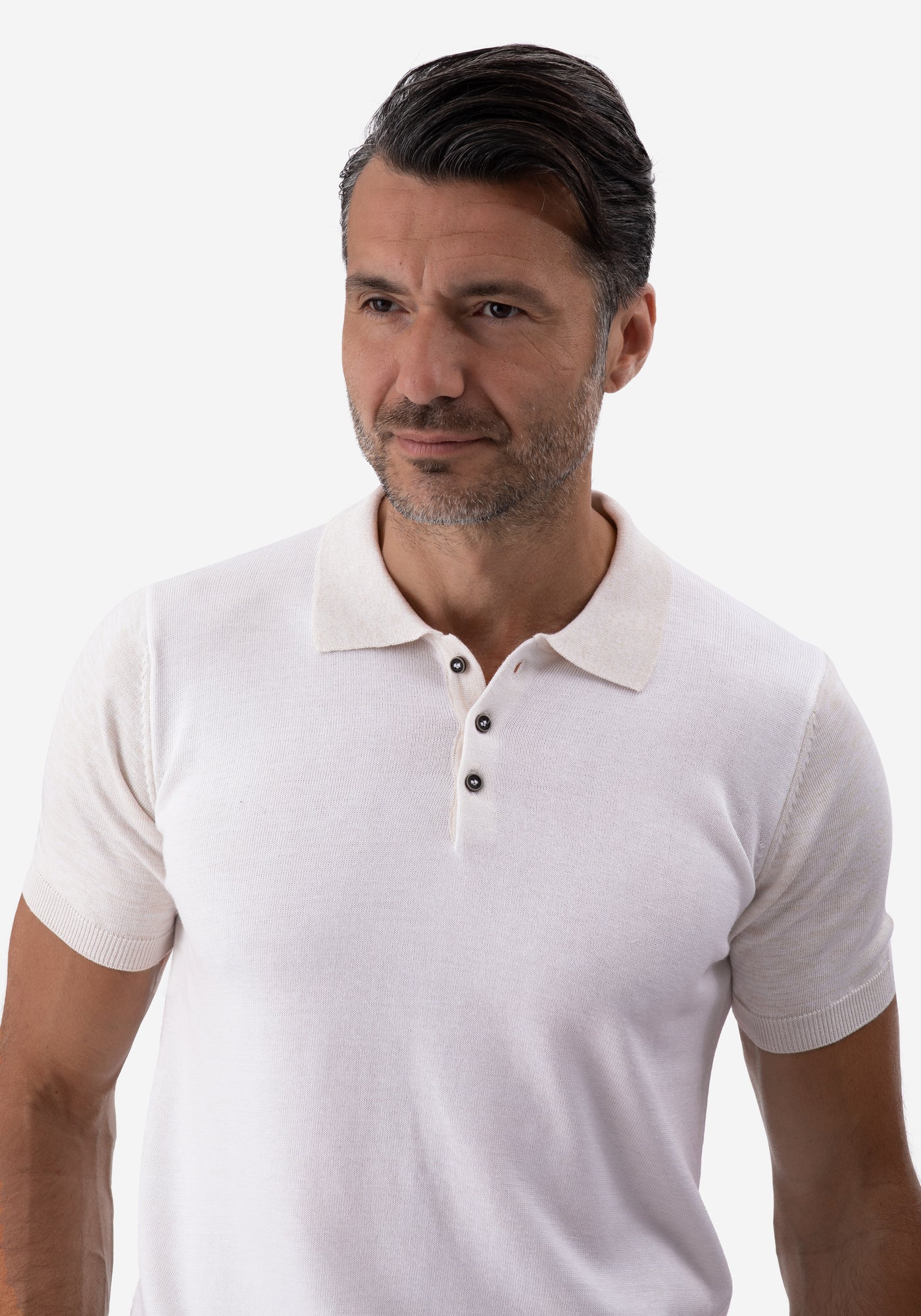 White Light Beige Knitted Polo Shirt