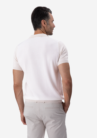 White Light Beige Knitted Polo Shirt