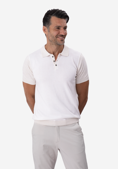 White Light Beige Knitted Polo Shirt