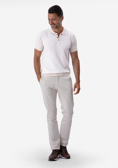 White Light Beige Knitted Polo Shirt