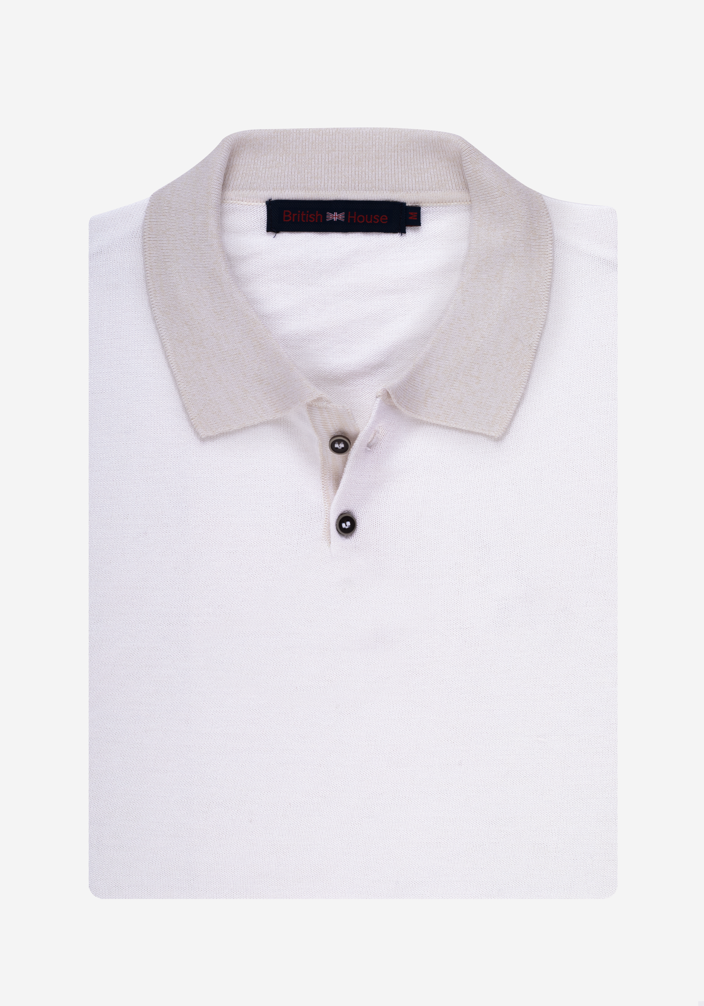 White Light Beige Knitted Polo Shirt