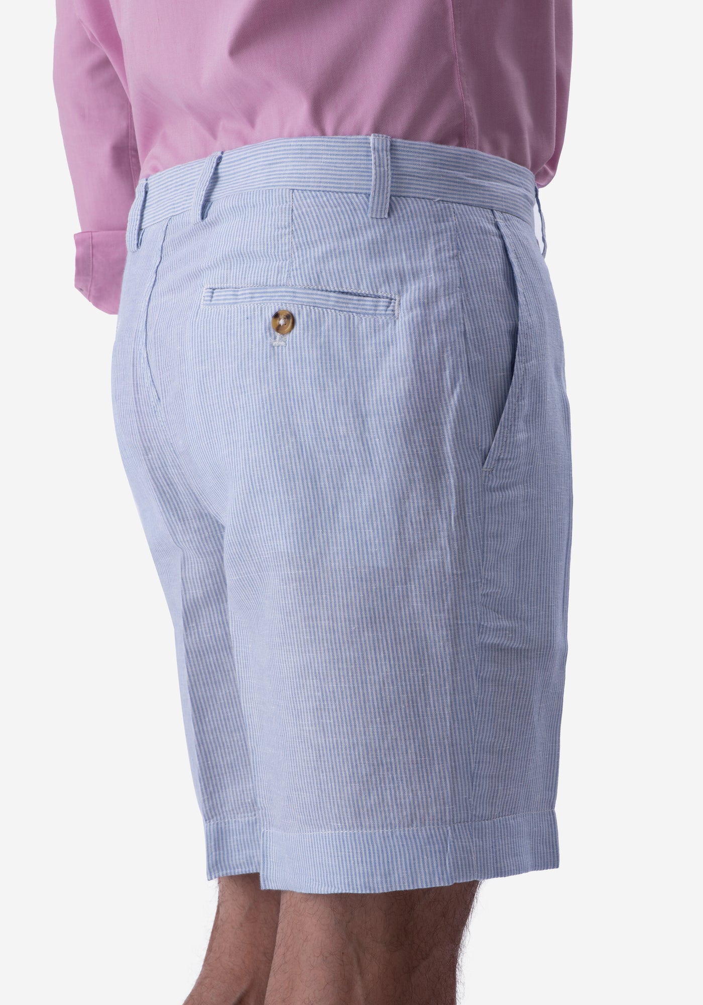 Light Blue Cotton Linen Short
