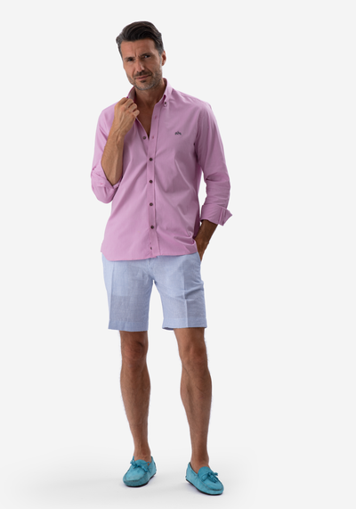 Light Blue Cotton Linen Short