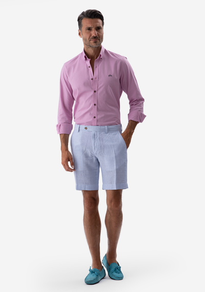 Light Blue Cotton Linen Short