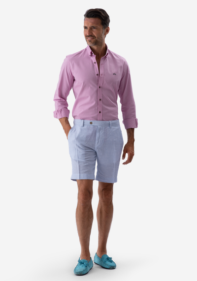 Light Blue Cotton Linen Short