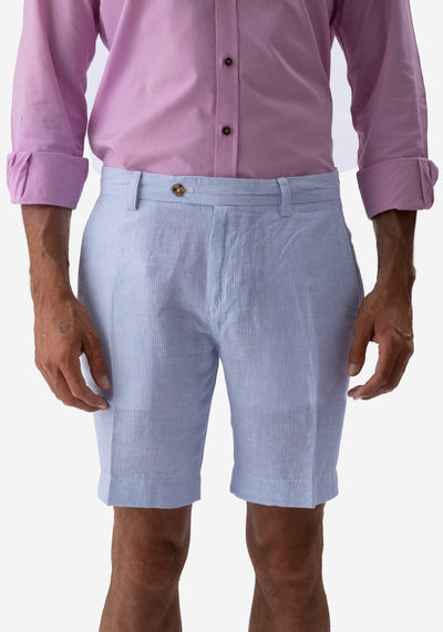 Light Blue Cotton Linen Short