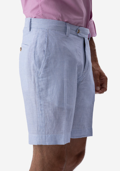 Light Blue Cotton Linen Short