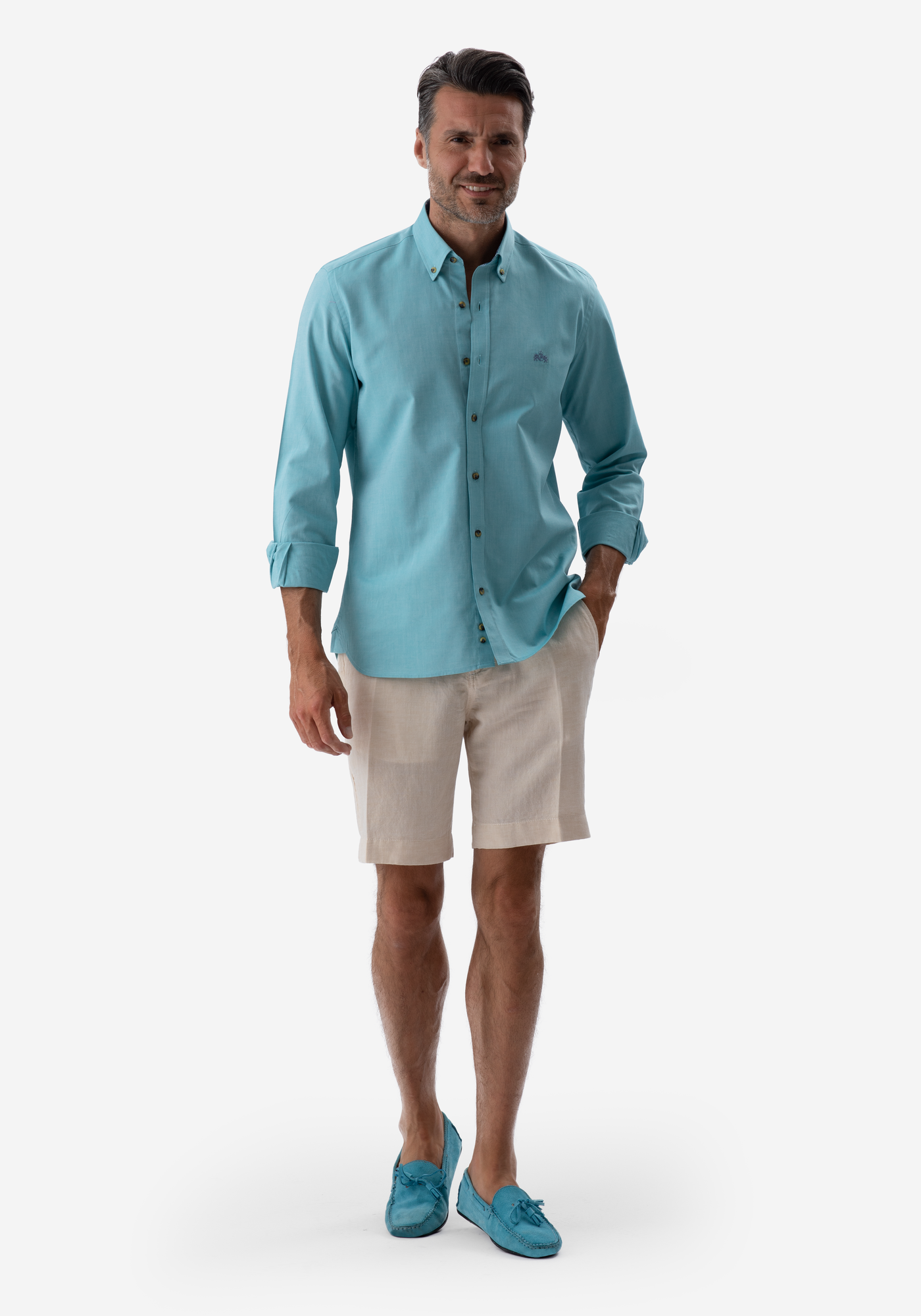 Light Beige Cotton Linen Short