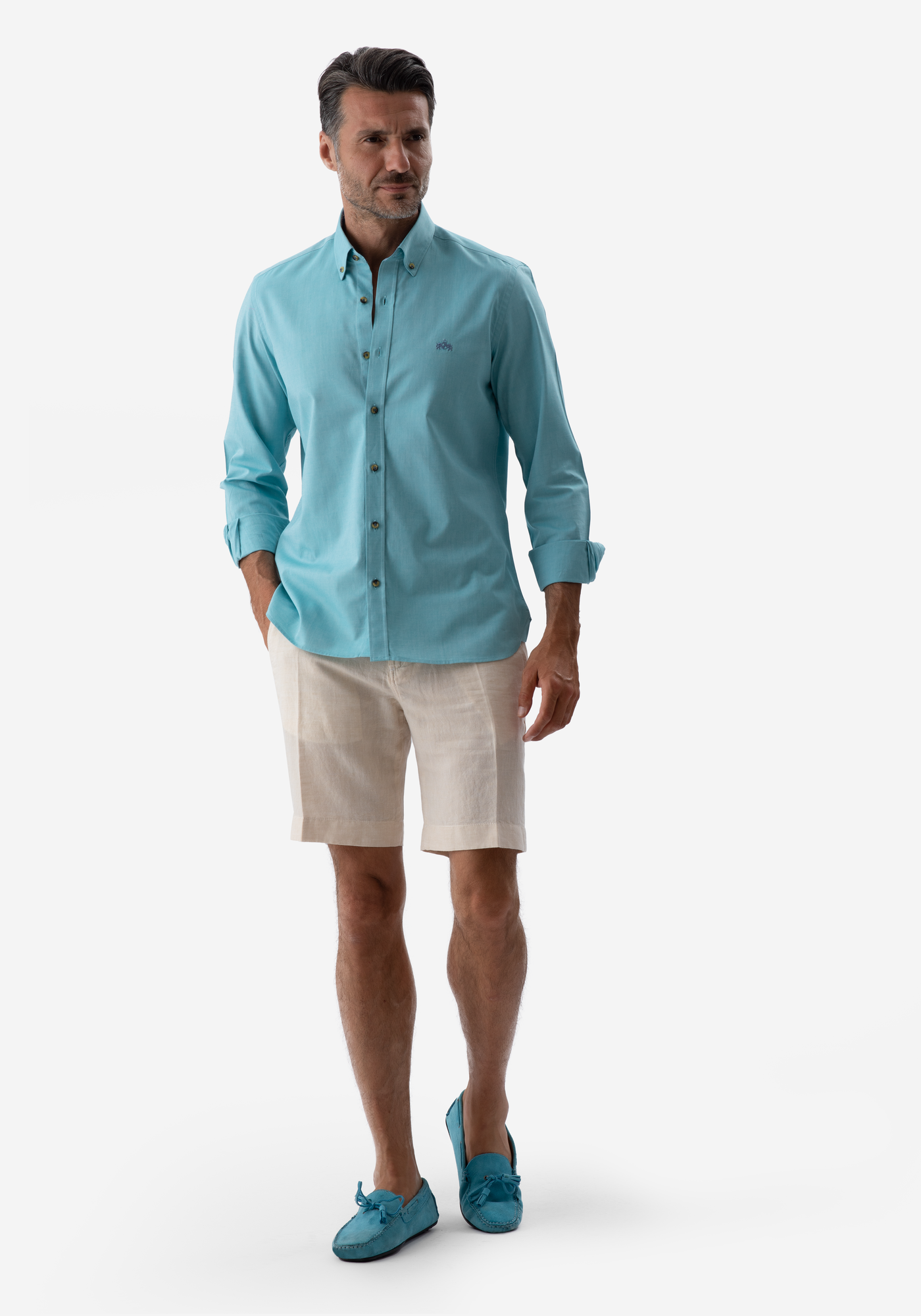 Light Beige Cotton Linen Short