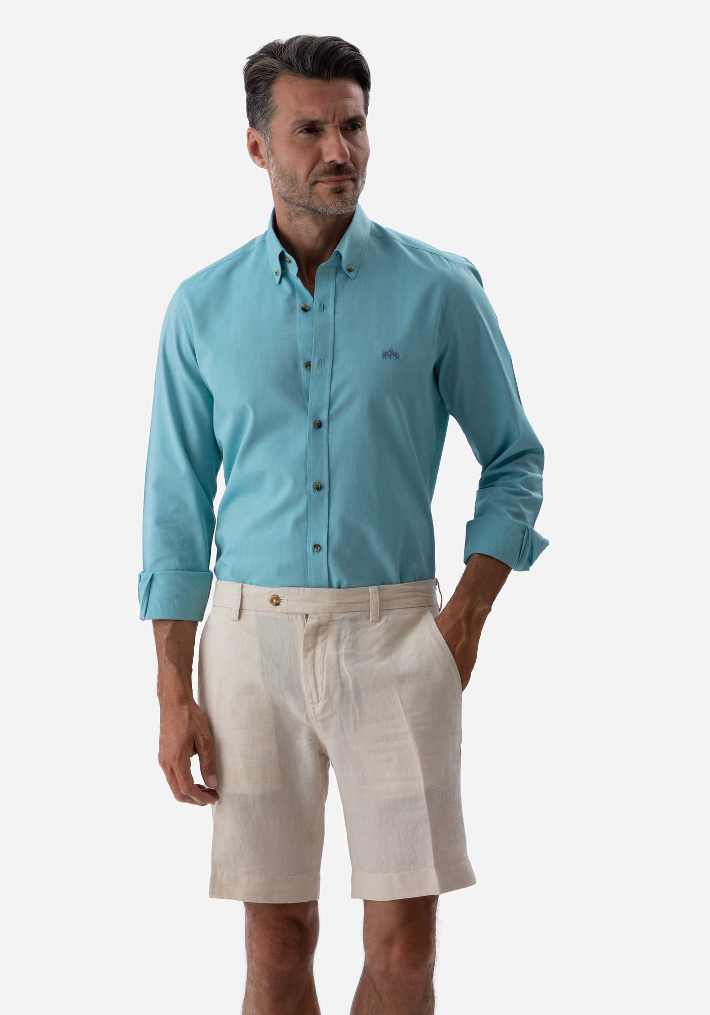 Light Beige Cotton Linen Short