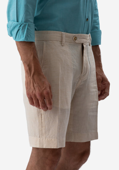 Light Beige Cotton Linen Short