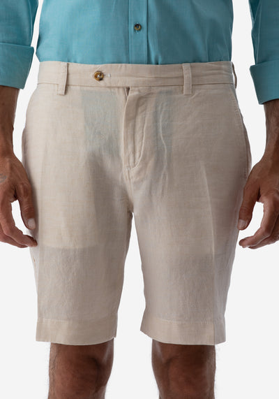 Light Beige Cotton Linen Short