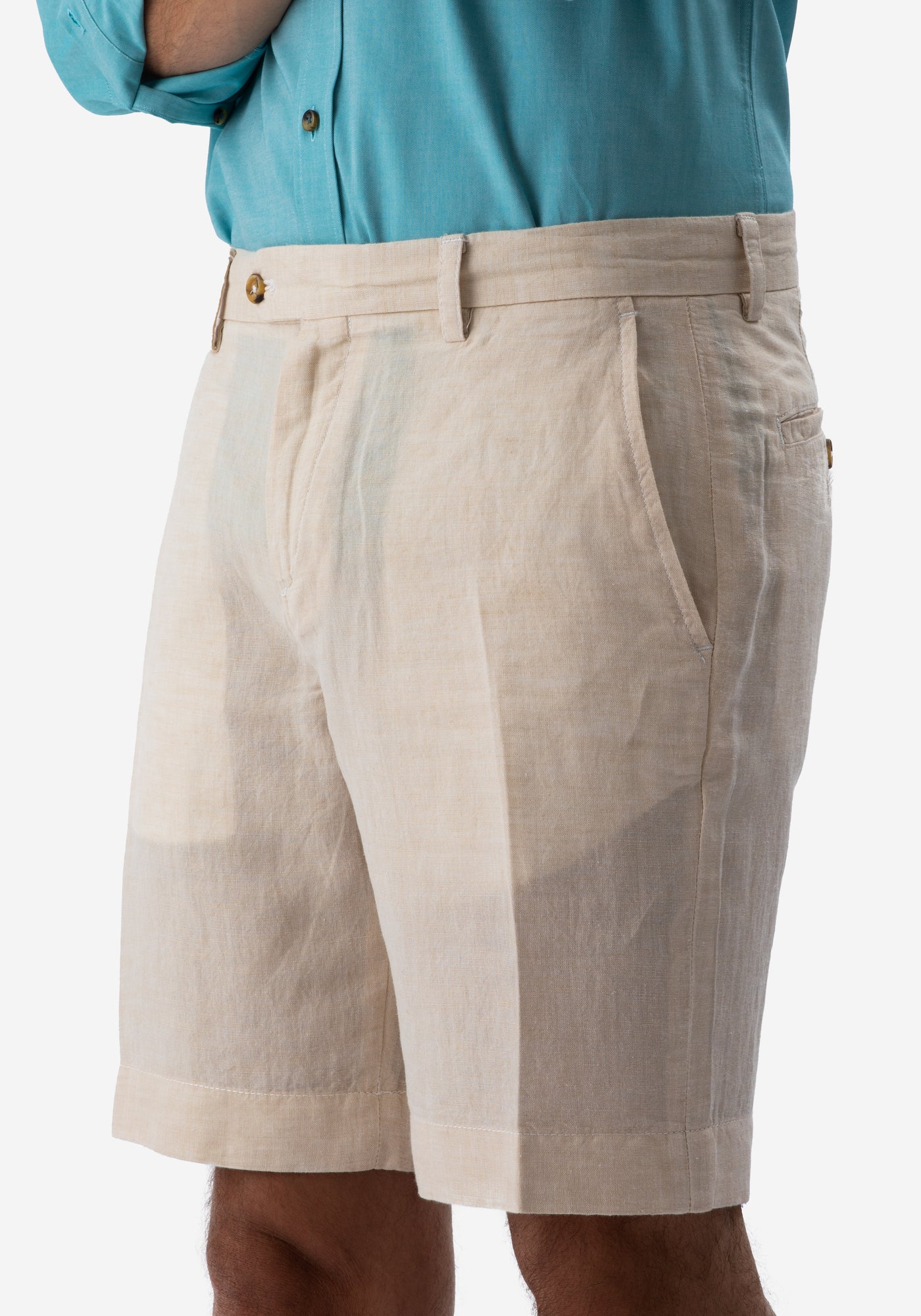 Light Beige Cotton Linen Short