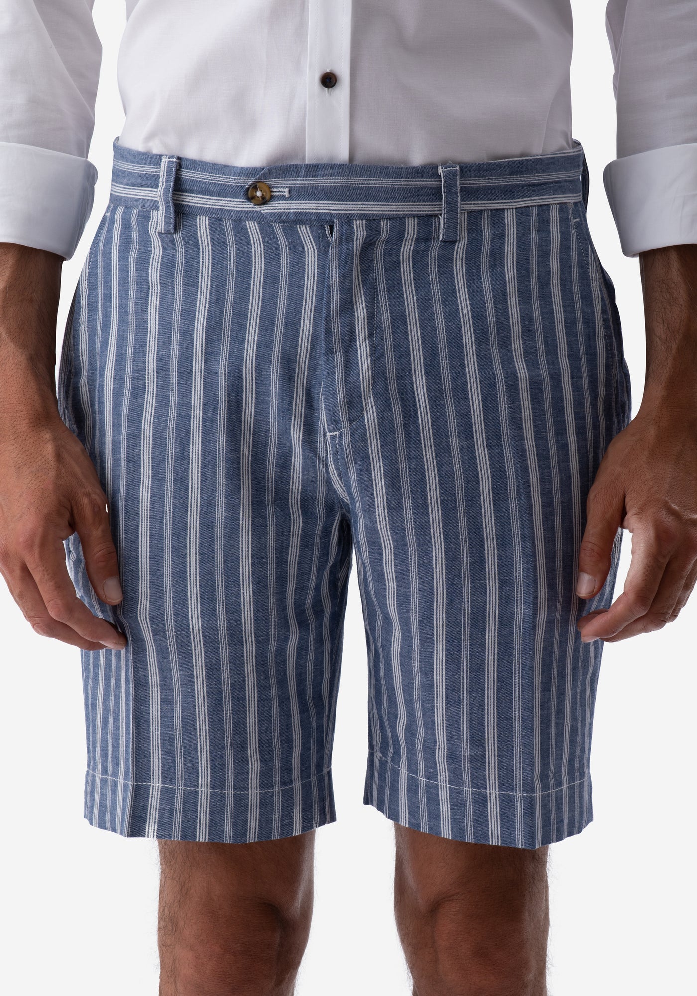 Dull Blue Cotton Linen Short